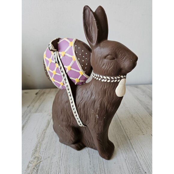 Ceramic faux‎ chocolate bunny egg Easter rabbit decor - Picture 1 of 10